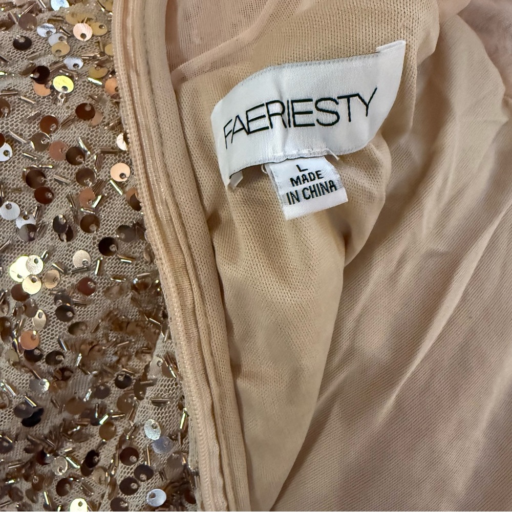 Gold Nude Sequin Evening Gown Formal NWOT - Picture 5 of 6